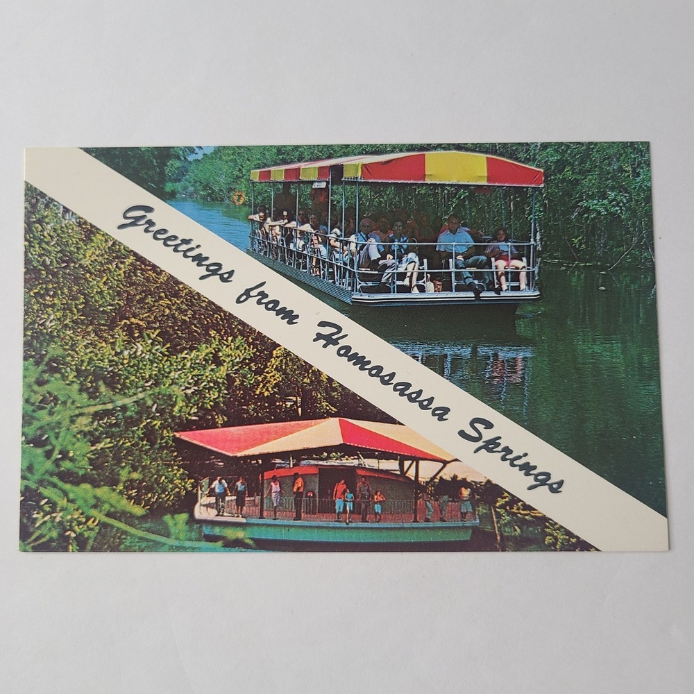 Vintage Greetings From Homosassa Springs Florida Scenic Boat Ride Postcard